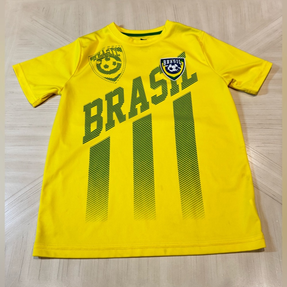 BRASIL Retro Youth Soccer Jersey by STRIKER – Dri-Fit – Size Youth Large